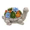 Solar Garden Outdoor Statues Turtle with Succulent and 7 LED Lights Lawn Decor Tortoise Statue for Patio Balcony Yard Ornament Unique Housewarming Gifts