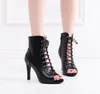 Dance Shoes High Top Latin Dance Shoes For Outdoor Women Street Salsa Tango Boots Open Toes Ballroom Women's Heels 230715