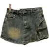 Jeans womens prepomp 2023 collezione estiva vintage grandi tasche in denim shorts gonna donna corta 840