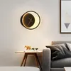 Duvar lambası İskandinav Minimalizm Ev Deco Yuvarlak Saat LED Zarif Oturma Odası Yemek Loft Sconce Daire Yüzük Işık Fikstür