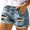 Женские джинсы джинсы короткие моды минималистские карманы ягодицы летние ежедневные эластичности перфорированные шорты женщины бросают корабль