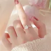 Fashion Silver Color Cherry Blossoms Ring Korean Fashion Opening Inlaid CZ Adjustable Rings Valentine's Day Gift jz416