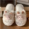 Vrouwen Slippers Thuis Anti Slip Zachte Thuis Wollen Haar Schoenen Schapen Slippers Fuzzy Slippers Herfst Winter Warm Leuke Katoenen Slippers L230704