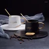 Cups Saucers 220ML Ceramic Coffee Cup European Small Luxury Single With Spoon Dish Elegant Simple Mug Nordic Ins