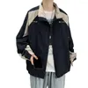 Giacche da uomo Cappotto da giacca da uomo con cerniera Turn-down Casual Splicing Color Maniche lunghe Giacca a vento Streetwear Per