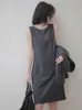 Casual Dresses Vestidos Summer 2023 Office Lady Formal Dress Women Sleeveless O Neck Business Work Mini Female Clothes Grey Outfits