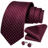 Bow Ties Silk Dot Tie For Men 8cm Width Necktie Pocket Square Cufflinks Set Business Wedding Accessories Mens Gravatas Gift DiBanGu