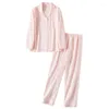 Ensemble de pyjamas pour amoureux de vêtements de nuit pour femmes Plaid Cotton Casual Homewear Femme Pyjamas Femmes Et Hommes Lâche Doux À Manches Courtes