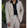 Men's Suits Elegant Fashion Single Breasted Suit For Men 2023 Slim Fit Mens Single-breasted Breathable Slub Cotton Stage Costume