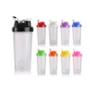 Vattenflaskor Portable Sport Shaker Bottle Juice Milkshake Protein Powder Läcksäker Mixing Shake Cup med bollar BPA Fitness Drinkwar Dhtqw