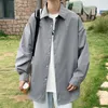 Men's Casual Shirts 50KG-110KG Harajuku Plain Men Shirt Long Sleeve White Solid Korean Loose Button Down Male Blouses