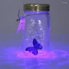 Förvaringsflaskor Magic Flying Butterfly Jar Led Lamp Glass Mason Simulation Animated Insect Collecing Bottle Home Decor
