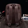 Mochila estilo coreano bolsas de ombro masculinas retrô café couro PU 13" mochilas para laptop bolsa de viagem mochila masculina 2023