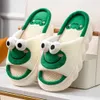 Lovely Frog Linen Slippers Home Women Shoes Non Slip Closed Toe Platform Cotton Linen Slippers Couples One Word Slippers Slide L230704