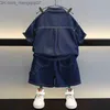 Ensembles de vêtements 2023 printemps/été vêtements pour enfants ensemble pour garçons haut en jean + 2 pantalons en jean/ensemble bébé vêtements décontractés vêtements pour enfants 2-12 ans Z230717