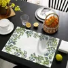 Table Mats Beautiful Bright Color Waterproof Lightweight Floral Plant Pattern Insulated Bowl Pads Decorative