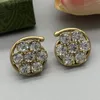 Diseñador Diamante Gotas para los oídos Encanto elegante Diseñador Pendientes de oro Joyería llamativa Tocado de joyería con estilo elegante con paquete de caja