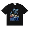 RH -designers Summer Mens Rhude T Shirts For Mens Tops Letter Polos Shirt Embroidery Womens Tshirts Clothing Short Sleeved Large Plus Size Tee 167