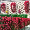 Fleurs décoratives Violet fleur artificielle vignes esthétiques tenture murale pour l'extérieur Simulation saint valentin décor de fête de mariage