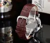 Omeg Mode Mens Montre De Luxe En Acier Inoxydable Moonwatch Tous Cadran Travail Designer Mouvement Automatique Montres Mécaniques Mâle Sport Horloge Bracelet de montre en cuir 05