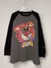 Frauen Hoodies Herbst Winter Cartoon Bär Drucken Lose Mittellange Fleece Gebürstet T-shirt Mode Rundhals Langarm Pullover