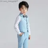 Clothing Sets Boys' candy colored vest children's vest wedding dress set children's formal dress set children's bow tie shirt baby men's clothing Z230717