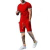 2023 Herrspårar Summer Pullover Short Sleeve Shorts Set Casual Round Neck Loose T-shirt Tvådelat Set