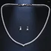 Ketting Oorbellen Set DLaMstyle Klassieke Rose Goud Kleur Zirconia Kristal Bruids Vierkante Choker Trouwjurk Voor Vrouwen