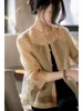 Ethnic Clothing 2023 Chinese National Style Coffee Colored Shirt Chiffon Sunscreen Blouse Lady Cardigan Jacket Daily Tangsuits