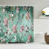 Shower Curtains Chinese Birds Gradient Shower Curtains for Bathroom Landscape Plants Green Waterproof Fabric Polyester Bath Decor 180cm