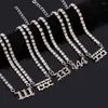 Anklets Women Men 111 To 999 Number Stainless Steel Anklet Gold Silver Color Crystal Tennis Chain Ankle Bracelet Fashion Hip Hop Jewelry