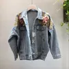 Vestes pour femmes Appliques Fleurs Perles Chaînes Denim Manteau Femmes Harajuku Manches Chauve-Souris Simple Boutonnage Col Rabattu Jeans Veste