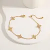 Link Bracelets Women's Fashion Bracelet Zircon Flower Clover Design Adjustable Girl Party Wedding Jewelry Accessory