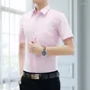 Hommes chemises décontractées mode chemise douce à manches courtes sans repassage affaires professionnel travail col vêtements costume bouton hauts