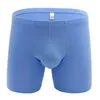 Underbyxor sexiga män underkläder boxare shorts man bambu fiber trosor solida mitten av dig konvex påse lång ben cueca calzoncillos