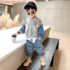 Clothing Sets 2-8 Yrs Baby Boys Fashion Clothing Set Spring/Summer 2023 Children's Denim Korean Style Children's Two Piece Top+Trouser Set Z230717