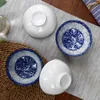 Dinnerware Sets Ceramic Soup Bowls Tableware Set Retro Blue And White Porcelain Rice Bowl Chopsticks Gifts Box