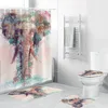 Water Color Elephant Shower Curtain Polyester 4 Piece Bathroom Set Carpet Cover Toilet Cover Bath Mat Pad For Home Decor T200711329H