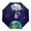 Paraplu Kosmos Ruimte Planeet Ballon Creatieve Paraplu Regen Vrouwen Automatisch Drie Opvouwbare Winddichte Parasol Parapluie