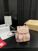 23SS Designer Women's Bags Mini Ryggsäck Luxury Duma Pearl Pink Ryggsäckar axelväskor Cross Body Pures Card Holder quiltade äkta läder mini handväskor med låda