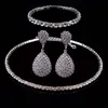 Wedding Jewelry Sets Fooderwerk Bride Classic Crystal Choker Necklace Earrings Bracelet Accessories 230427