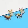 Brooches Female Fashion Crystal Cute Donkey For Women Luxury Yellow Gold Color Enamel Alloy Animal Brooch Safety Pins