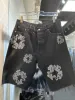 Designer shorts jeans män jean blomma kortbyxor herr gata hip hop