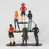 Anime Manga 6pcs/set One Piece Luffy Nami Ace Sanji Zoro Law Collection Figure PVC Model Figurals L230717