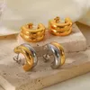 Brincos de argola românticos franceses em forma de C minimalistas em aço inoxidável à prova d'água com fivela de orelha grossa noiva joias de casamento presentes bijoux