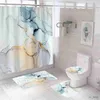 Rideaux de Douche Ensembles de Rideau de Douche et de Tapis de Salle de Bain en marbre Décoration de Luxe pour la Maison Tissu de Douche en Polyester Lavable 4 pièces/Ensemble Rideau de Lavage en Machine