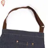 1PCS Praktyczne 71x65cm niebieski jeansowy proste fartuchy mundury dżinsy unisex farcha