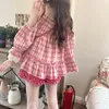 Kvinnors spårdräkter wdmsna rosa japanska kawaii tvåstycken set kvinnor sommar söta lolita shorts kostym kvinnlig tryck axelblus brett ben