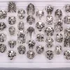 Wedding Rings 40 Pcs/Lot Gothic Punk Big Skull Rings for Women Men Skullies Biker Vintage Antique Silvery Charm Jewelry Accessories Wholesale 230717