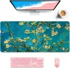 Teal Van Gogh Almond Tree XXL Large Mouse Pad Extended Gaming Mousepad Big Office Home Mouse Pad for Computer Keyboard Laptop